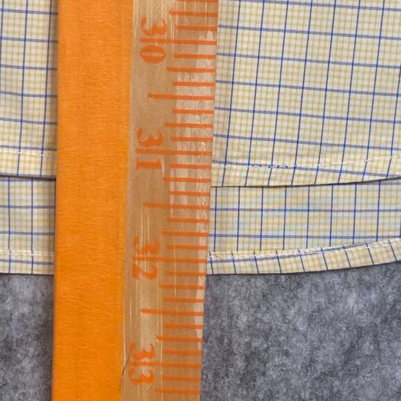 Levinas Showcase Tailored Fit Long Sleeve Button Up Shirt XL French Cuffs Yellow - Picture 5 of 8